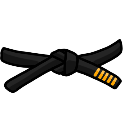 a martial arts black belt, based on art by Wikimedia user Edgouno. there are five gold strips at the end.
